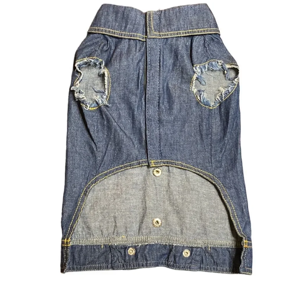 Denim Dog Vest Heart Embroidery Jacket